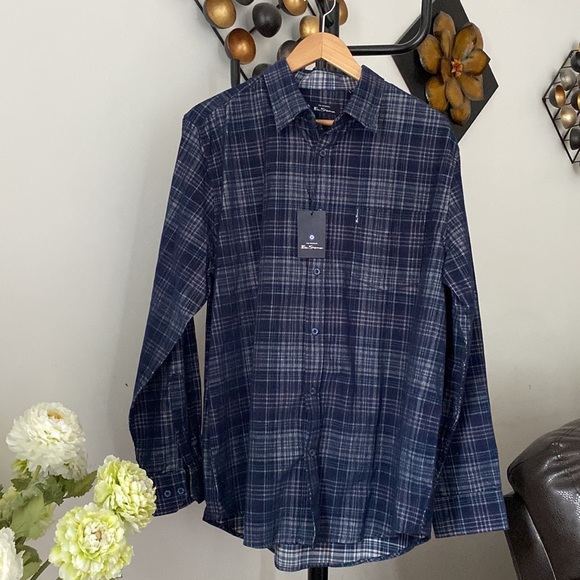 Host Pick 💙 Ben Sherman LONG-SLEEVE CORD PLAID SHIRT - NAVY - Picture 3 of 8